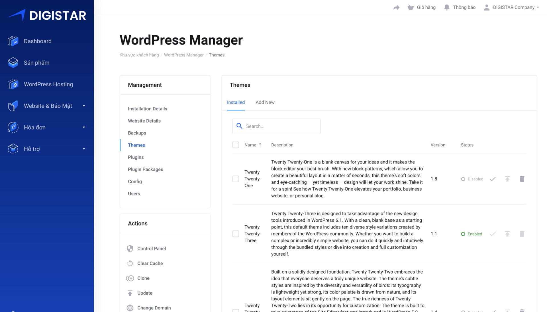 wordpress hosting control